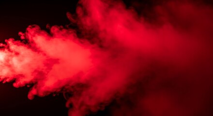 Abstract red smoke explosion in dark background dramatic effect concept