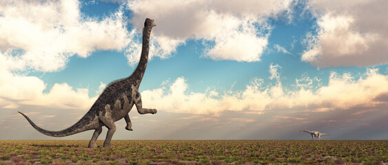 Dinosaurier Europasaurus in einer prähistorischen Landschaft