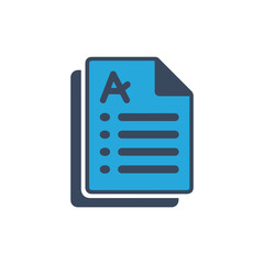 Fototapeta premium Blue document with an a grade isolated on white background for education