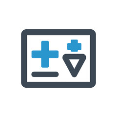 Obraz premium A plus and minus sign in a box isolated on white background