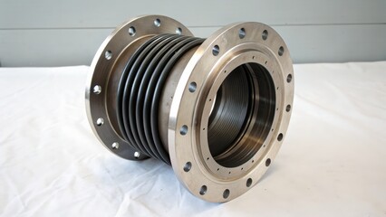 Metal mechanical component with spiral design and flanges for industrial applications