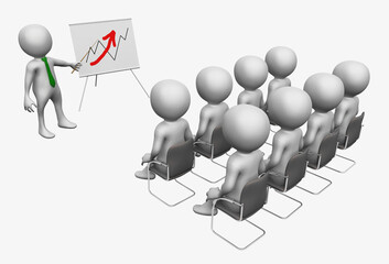 Geschäftspräsentation mit 3D Figuren, Freisteller