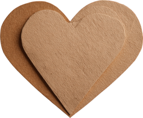 Two textured heart shapes overlapping each other isolated on transparent background