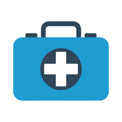 Obraz premium Blue first aid kit isolated on white background for medical emergencies