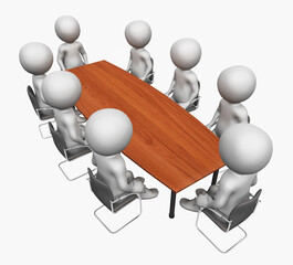 Konferenztisch und sitzende 3D Figuren, Freisteller