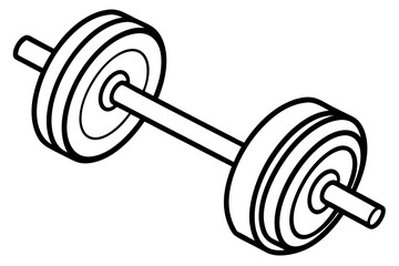 Heavy iron dumbbell isolated on white for strength training and fitness workout equipment