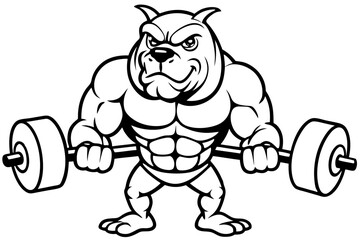 Cute funny cartoon animal illustration vector drawing of a tiger mascot with a dumbbell