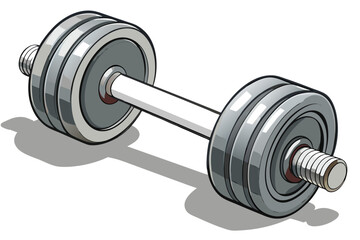 Metal dumbbell isolated on a white background for weightlifting and fitness training