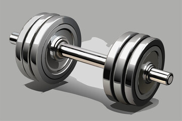Metal dumbbell isolated on a white background, a piece of heavy gym equipment for fitness and strength training