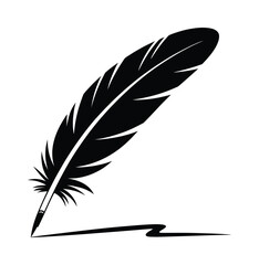 Fototapeta premium Vintage Feather Quill Pen Silhouette - Writing and Literature Symbol