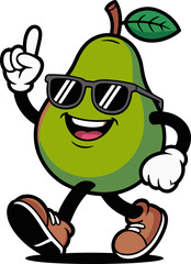 Cool Pear Mascot Character Dancing and Grooving with Sunglasses for a Fun and Playful Appeal