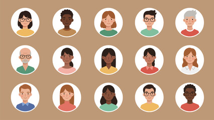Diverse Global People Avatar Collection: Multiethnic Faces and User Profile Icons