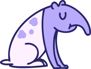 brazilian tropical tapir animal sitting in bright neon color