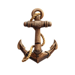 Wooden Nautical Anchor Illustration Isolated on White Background