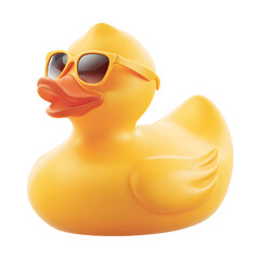 Yellow Rubber Duck Swimming Summer Fun Isolated on Transparent Background