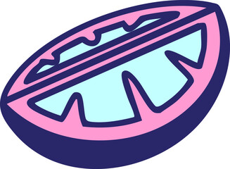 brazil food slice of tomato in bright neon color