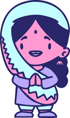 indian woman in traditional dress in bright neon color