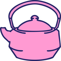 a  teapot of japanese tea in bright neon color