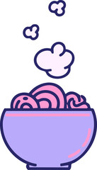 hot noodles in a simple bowl in bright neon color