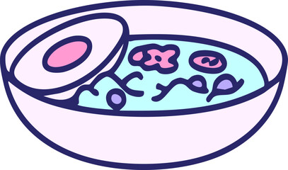 a traditional japanese ramen bowl  in bright neon color