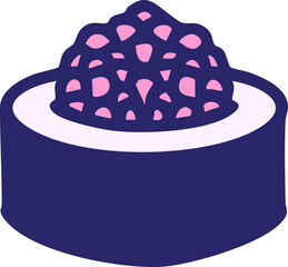 traditional japanese sushi rolled with rice in bright neon color