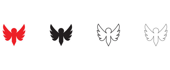 wings vector icon set, Angel wings icon vector, eagle, bird wing tattoo emblem vector illustration