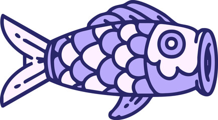 japanese koi carp paper flag in bright neon color
