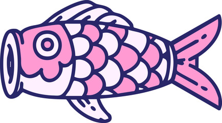 japanese koinobori carp paper flag in bright neon color