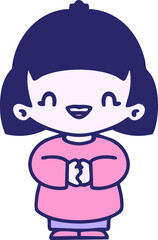 Obraz premium happy japanese woman laughing out loud in bright neon color
