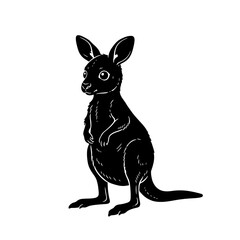 Kangaroo Silhouette: A minimalist silhouette of a kangaroo in a stylized vector illustration. The design evokes simplicity and elegance, ideal for a modern, eye-catching graphic.