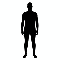 Human Silhouette: A stark black silhouette of an adult male stands tall, highlighting human form and physicality, perfect for design or concept representation. 