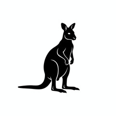 Kangaroo Silhouette: A sleek, silhouette of a kangaroo, captured in striking black and white, symbolizing Australia's iconic animal in a clean and modern design.
