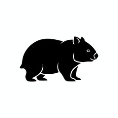 Wombat Silhouette: A minimalistic silhouette of a wombat in striking black and white, emphasizing its unique, compact form.