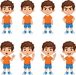 Boy's Emotions Cute Vector Illustrations