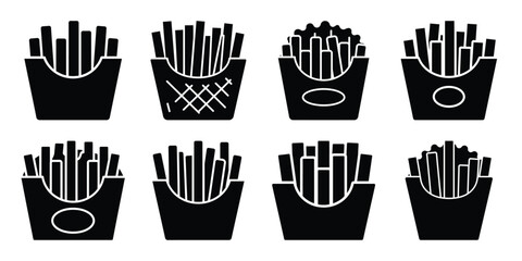 waffle fries vector icon set illustration black and white