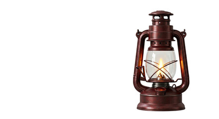 Antique Brown Kerosene Lantern with Glass Globe and Metal Frame.