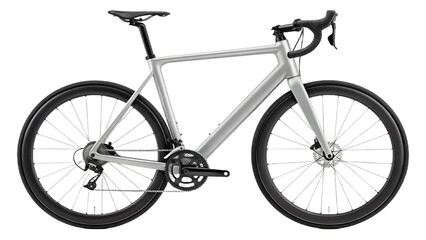 A silver road bicycle with black wheels and components isolated on a black background in a studio shot created with generated ai
