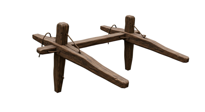 Antique wooden double yoke for draft animals isolated on white.