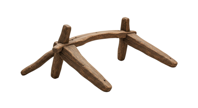 Antique Wooden Yoke for Oxen or Cattle Farming Tool.