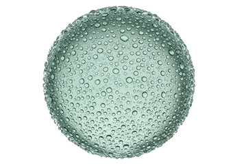 Isolated sphere object covered in water droplets, condensation on a shiny surface