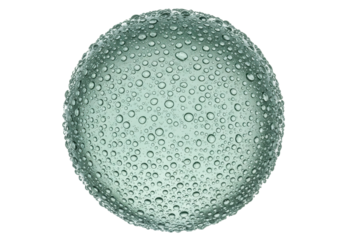 Isolated sphere object covered in water droplets, condensation on a shiny surface