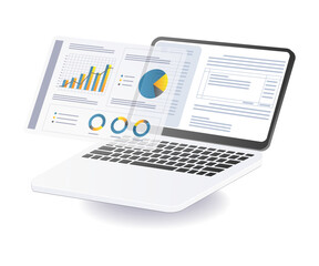 Computer Screen Business Growth Data Analysis Illustration