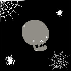 This PNG depicts a spooky skull with spider webs, making it ideal for horror posters, Halloween flyers, and creepy seasonal designs.
