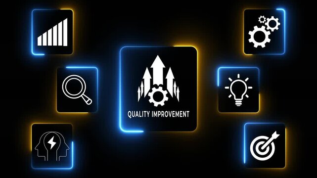 Quality and process improvement concept on the transparent background. Implementing continuous improvement, and boosting industrial management efficiency. Motion graphics of improvement idea. 4k video