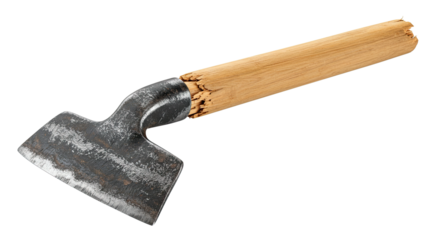 Hand forged traditional woodworking adze with a wooden handle.