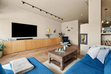 modern apartment living room interior, 3d render