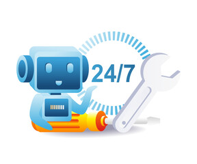 Chatbot and robot support system for 24 hour customer service
