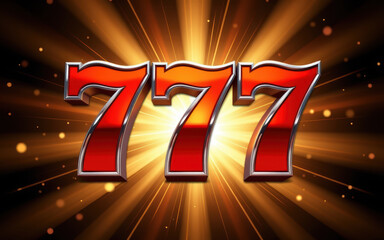 Red number seven triple jackpot with golden burst