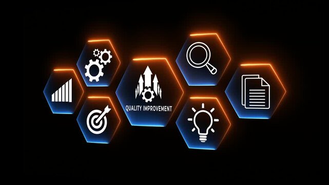 Quality and process improvement concept on the transparent background. Implementing continuous improvement, and boosting industrial management efficiency. Motion graphics of improvement idea. 4k video