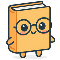 Cute Cartoon Book Character with Glasses

